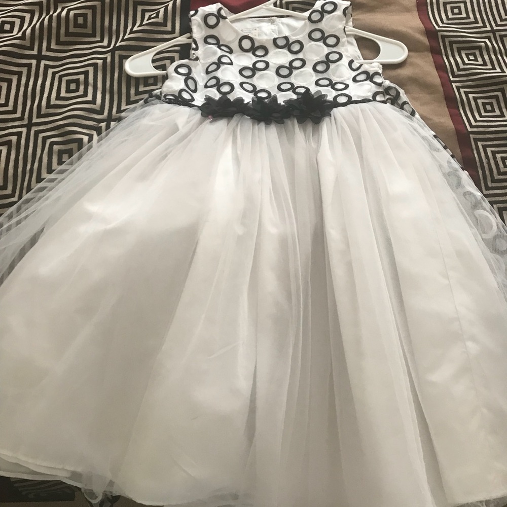 White and black evening gown